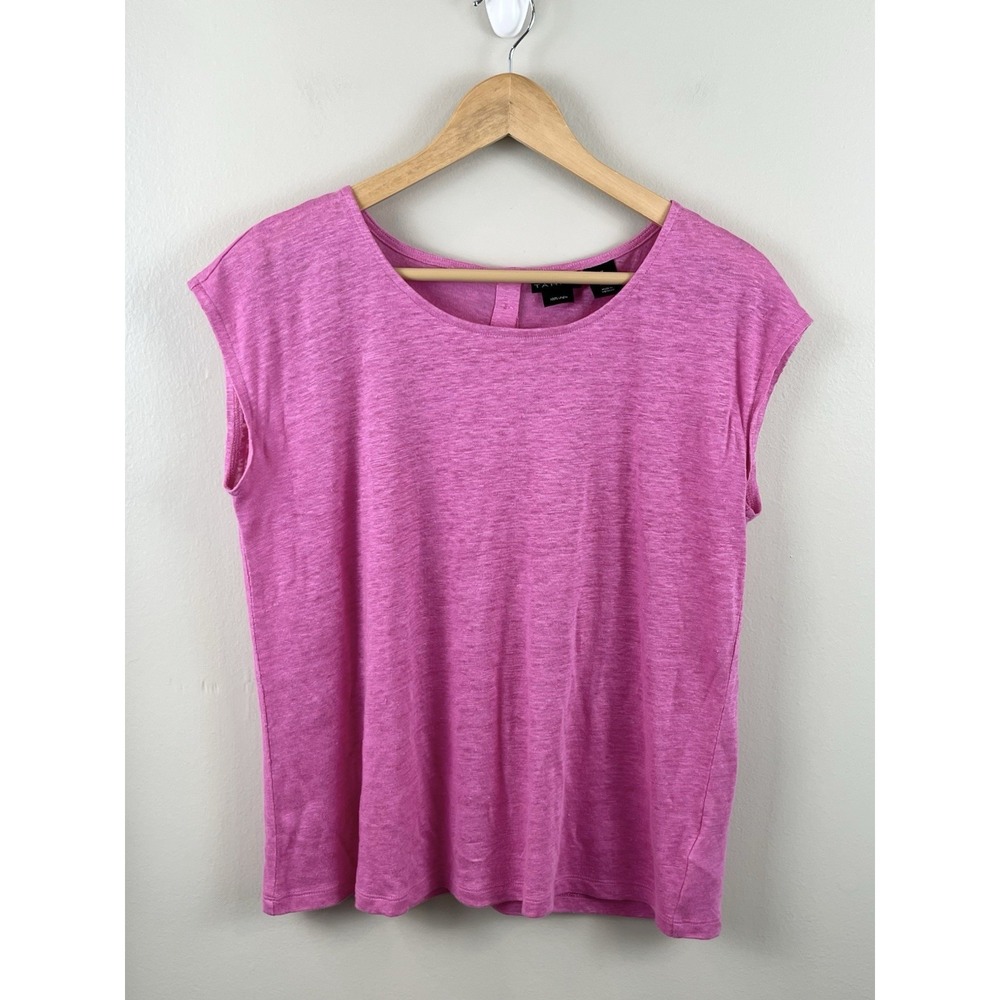 Rachel Zoe Women's 100% Linen Sleeveless Top Blouse Cropped Size M Fuchsia Boxy
